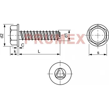 Šroub Šroub závitotvorný šestihran s límcem DIN 7500D M5x16 pozink