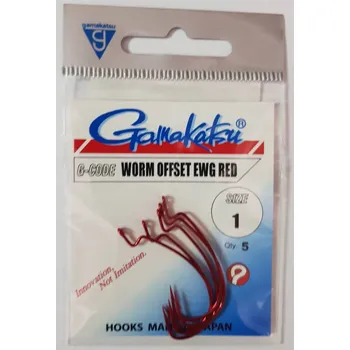 Rybářský háček Gamakatsu Worm Offset Háčky EWG 36 č. 1 - Červené