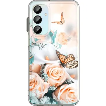 Pouzdro na mobilní telefon Kryt Samsung A16 Image pevný Růže s motýlem (obal neboli pouzdro na Samsung A16)