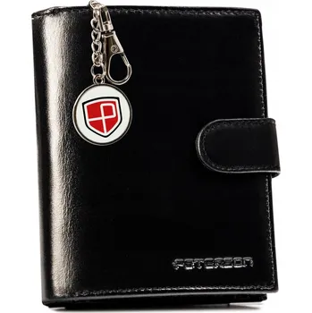 Peněženka Peněženka Peterson kožená černá velká vertikální na patentku 10 přihrádek