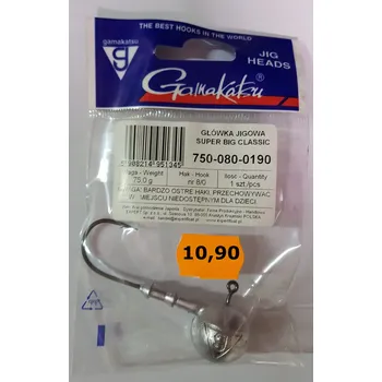 Rybářský háček Jigová hlavička Gamakatsu Super Big Classic 8/0 75 g