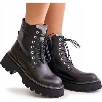 Dámská zimní obuv Dámské pracovní kotníkové KOTNÍKOVÉ BOTY se zirkony, zipem GOE OO2N4125 , černé 40