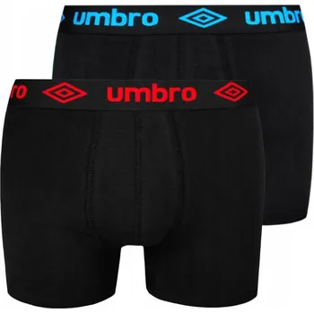 Pánské spodní prádlo UMBRO PÁNSKÉ BOXERKY ČERNÉ S BAREVNÝM LOGEM 2-BALENÍ XL