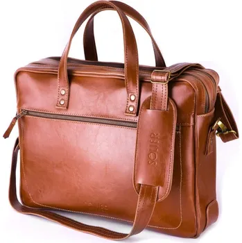 Pánská aktovka Aktovka z pravé kůže s dvojitým zipem SL05 Barva: Hnědá Vintage