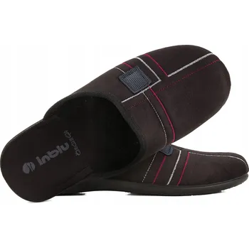 Pánské pantofle INBLU OG-2D TEXTILNÍ PÁNSKÉ DOMÁCÍ PAPUČE PANTOFLE NAZOUVÁKY PU černé 43