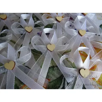 Svatební dekorace Svatební vývazek rustik - bílá se srdíčkem