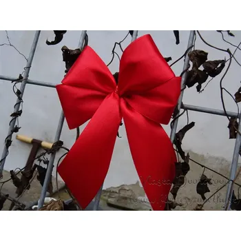 Svatební dekorace Mašle textilní velká - atlasová červená 007