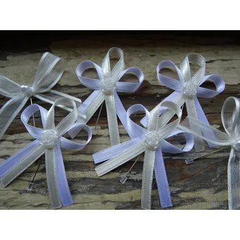 Svatební dekorace Vývazek s růžičkou - bílá / smetanová 121