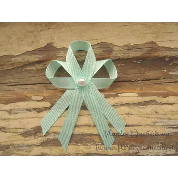 Svatební dekorace Vývazek taft. s perličkou - mint 342