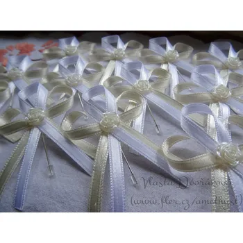 Svatební dekorace Vývazek atlasový smetanová 121/ bílá