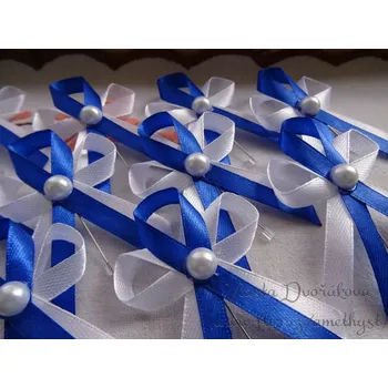 Svatební dekorace Svatební vývazek s perličkou - modrá královská 40