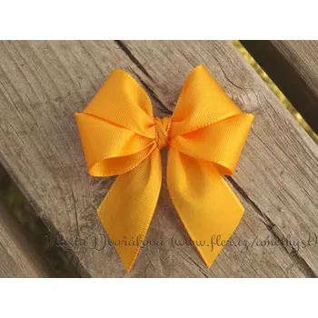 Svatební dekorace Mašlička textilní taftová - oranžová světlá 211