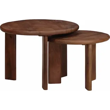 Konferenční stolek vidaXL Hnízdicí kávové stolky 2 pcs Tmavě hnědá Masivní mangové dřevo [4104652]