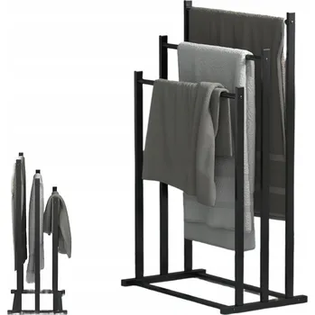Věšák Stojan do koupelny věšák na ručníky černý loftový volně stojící do koupelny VELKÝ
