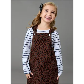 Dívčí šaty Sinsay - Džínové laclové šaty s leopardím vzorem - hnědá - 287HF-MLC - 287HF-MLC-128