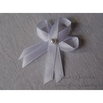 Svatební dekorace Vývazek bílý s perličkou 3001