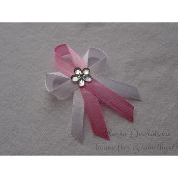 Svatební dekorace Svatební vývazek malý - bílý / růžová 94