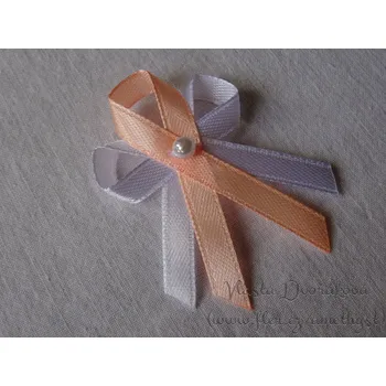 Svatební dekorace Svatební vývazek bílý s perličkou - broskvová 3034