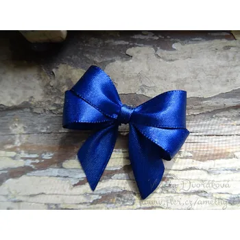 Svatební dekorace Mašlička textilní - saténová modrá 415