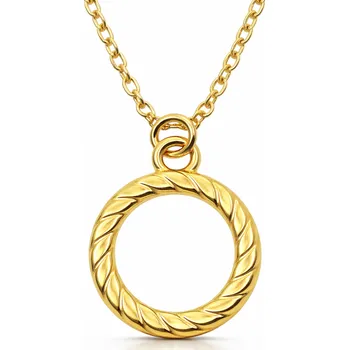 Náhrdelník Zlacený ocelový náhrdelník s kruhem Cleanis