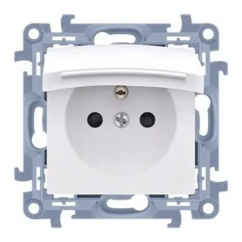 Elektrická zásuvka Simon 10 Jednoduchá zásuvka pro verzi IP44 bez těsnění, bílá klapka