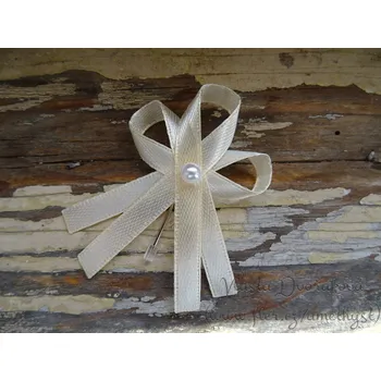 Svatební dekorace Svatební vývazek s perličkou - vanilka 02