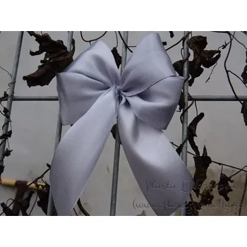 Svatební dekorace Mašle textilní velká - atlasová stříbrná 018