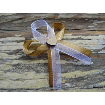 Svatební dekorace Svatební vývazek rustik - hnědá střední 105 / bílá