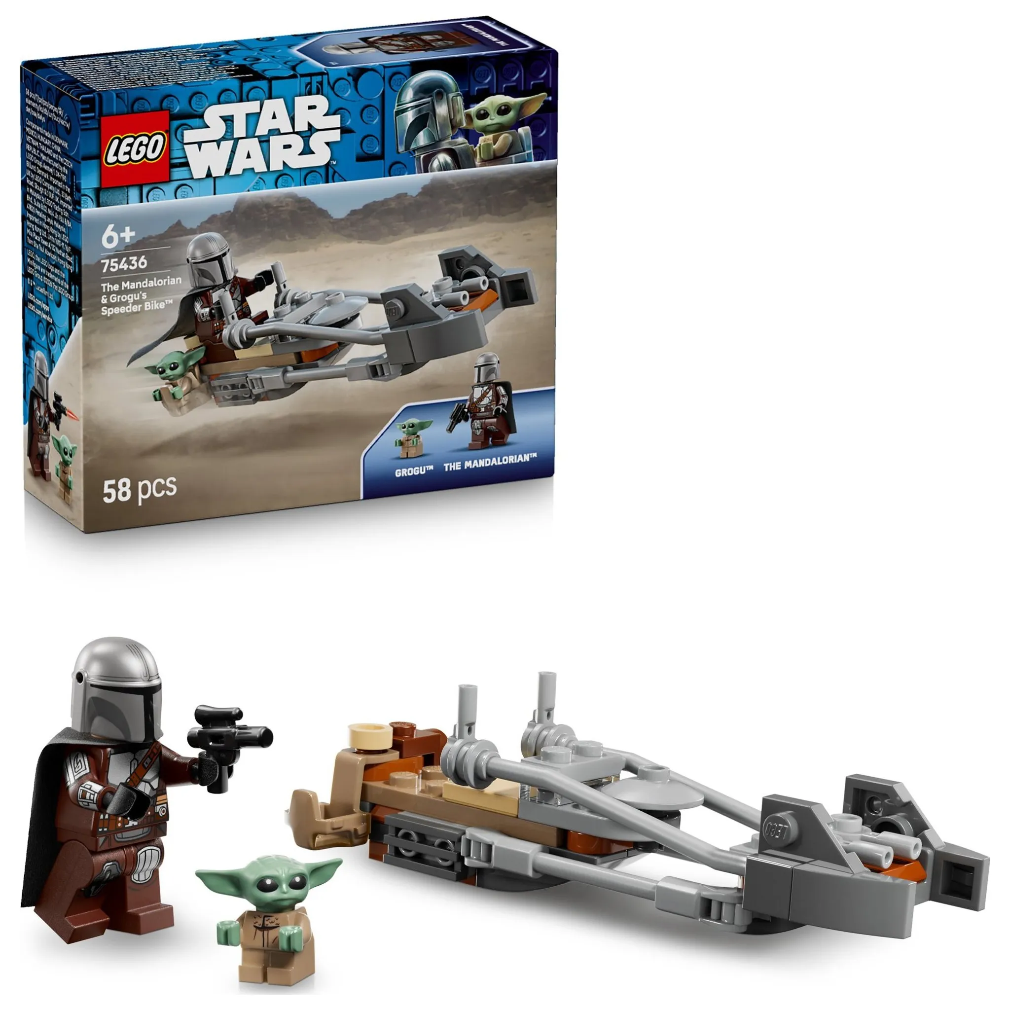 Fotografie 1 - Stavebnice LEGO LEGO Star Wars 75436 Mandalorian a Grogu a spídrová motorka