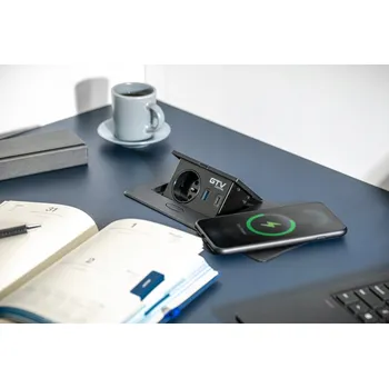 Elektrická zásuvka Prodlužovací zásuvka do desky stolu AVARO PLUS 1x 230V + USB A+C, bílá