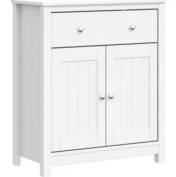 Komoda Koupelnová skříňka BERG z masivního borovicového dřeva, bílá, 69,5 x 34 x 80 cm