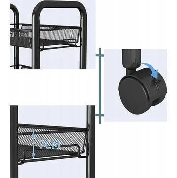 regál MOBILNÍ KOVOVÝ REGÁL NA KOLEČKÁCH, 4 ÚROVNĚ, OTOČNÝ O 360 STUPŇŮ, VYSOKÁ KVALITA