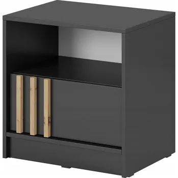 Noční stolek Noční stolek NELLY grafit lamely push-to-open šuplík s poličkou 51 cm