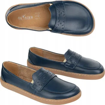 Dámské mokasíny Dámské barefoot mokasíny Inga s širokou špičkou POLSKÉ tmavě modré, velikost 40