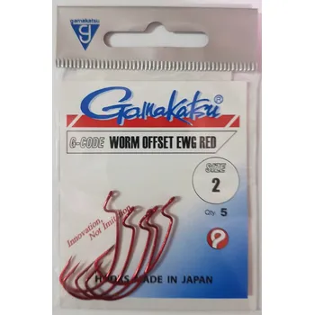 Rybářský háček Háčky Gamakatsu Worm Offset EWG 36 č. 2 - červené