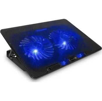 Počítač Connect IT FrostBreeze chladicí podložka pod notebook - černá Stylová chladicí podložka CCP-1910-BK s 2 tichými ventilátory, modrým LED podsvícením, celokovovou mřížkou, regulací otáček, nastavitelný