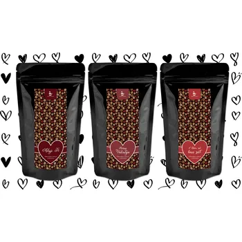 Káva VALENTÝNSKÝ BALÍČEK OCHUCENÝCH KÁV červené srdce