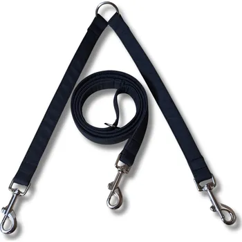 Vodítko pro psa Softshellové vodítko pro dva psy - velká plemena - ČERNÁ