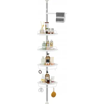 Drátěná police TELESKOPICKÁ ROHOVÁ POLICE DO KOUPELNY POD SPRCHU ORGANIZÉR NA KOSMETIKU