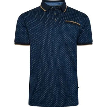 Oblečení a móda Velké pánské polo tričko s jemným vzorem Kam 5529 tmavě modré (2XL)