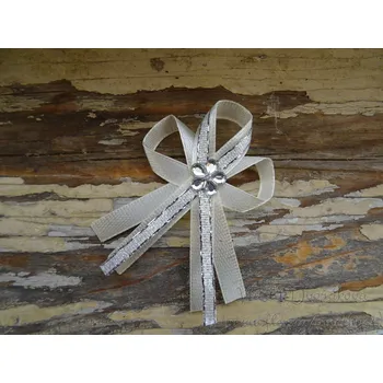 Svatební dekorace Svatební vývazek - krémová 84 / stříbrná