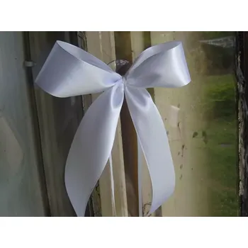 Svatební dekorace Mašle na auto atlasová bílá, nebo barva na přání