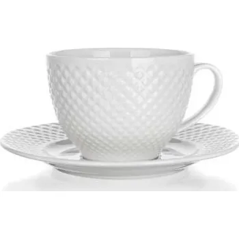 Sada nádobí Sada šálků s podšálky Banquet Diamond Line - bílé, sada 6 ks, 220 ml