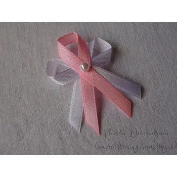 Svatební dekorace Svatební vývazek bílý s perličkou - růžová 3048/49