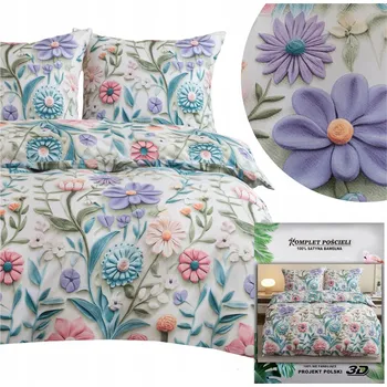 Povlečení Povlečení 160x200 3dílná sada povlečení 70x80 saténové Maria květiny