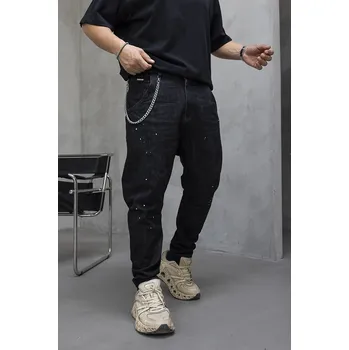 Pánské džíny Black Island Černé loose fit džíny – Obsidio Velikost: 31