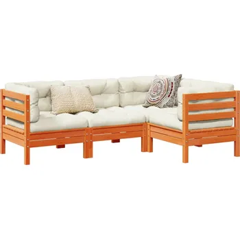 Zahradní lavice zahrada-XL 4dílná zahradní sedací souprava podušky voskově hnědá borovice 3299416