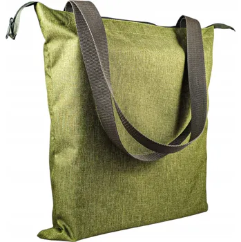 Kabelka Úzká, prostorná nákupní taška se zipem, zelená