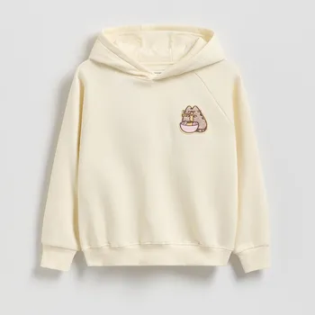 Dívčí mikina Reserved - Mikina s potiskem Pusheen - světle žlutá - 881HV-10X - 881HV-10X-U15