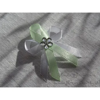 Svatební dekorace Svatební vývazek malý - bílý / zelená nejsv. 181